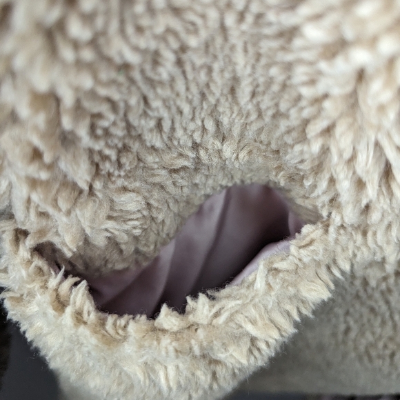 Topshop Tan Brown Teddy Mid Length Oversized Cozy Jacket with Pockets Sz 4 - Picture 6 of 11